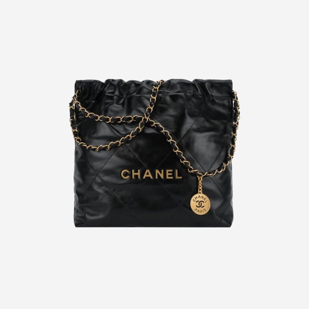 [LUXURY BRAND] Chanel 22 Small Handbag Shiny Calfskin &#038; Gold Black