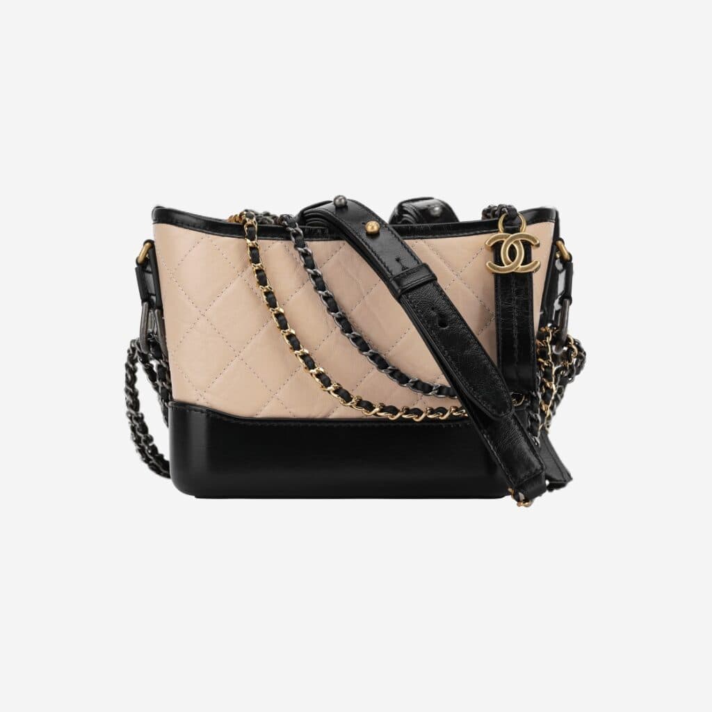 [LUXURY BRAND] Chanel Gabrielle Small Hobo Bag Aged Calfskin &#038; Gold Beige Black