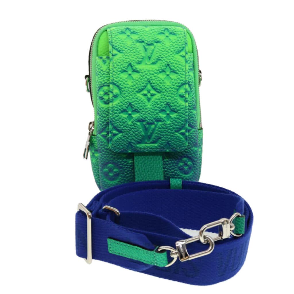 [LUXURY BRAND] LV Double Phone Pouch Taurillon Monogram Blue Green