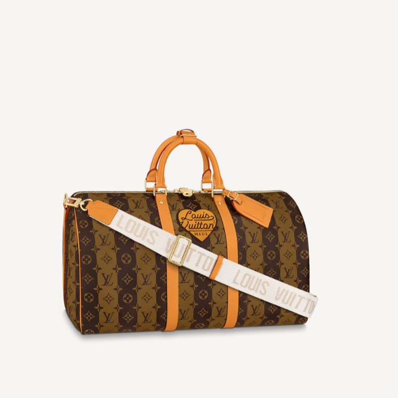 [LUXURY BRAND] LV x Nigo Keepall Bandouliere 50 Monogram Stripe Brown