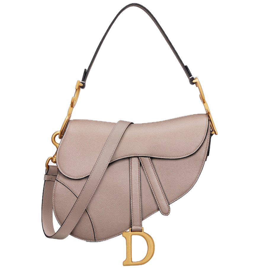 [LUXURY BRAND] Dior Saddle Bag with Strap Warm Taupe Grained Calfskin