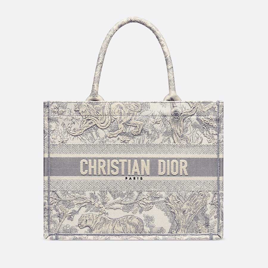 [LUXURY BRAND] Dior Large Book Tote Gray Ecru Toile de Jouy Reverse Embroidery