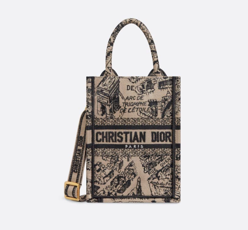 [LUXURY BRAND] Dior Book Tote Mini Phone Bag Beige Black Plan Paris
