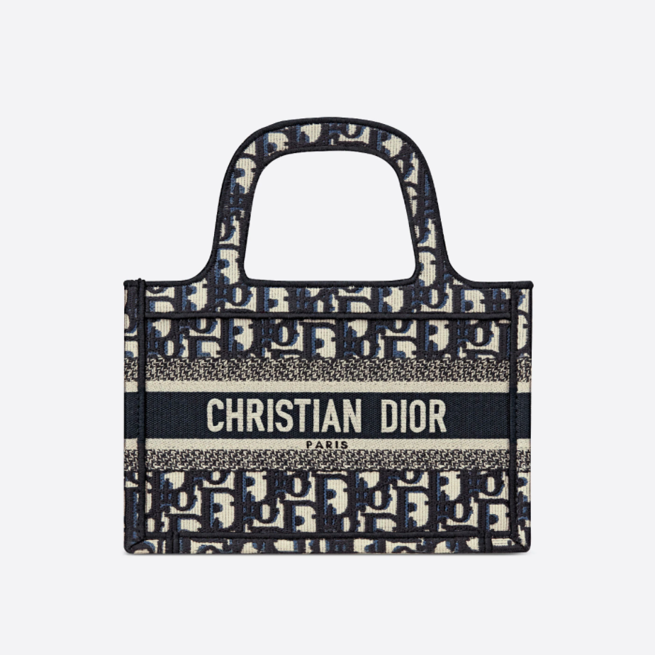 [LUXURY BRAND] Dior Mini Book Tote Blue Dior Oblique Embroidery