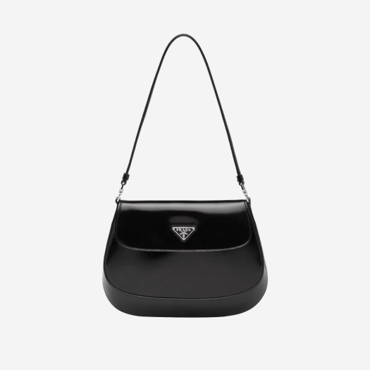 [LUXURY BRAND] Prada Cleo Brushed Leather Shoulder Bag with Flap Black