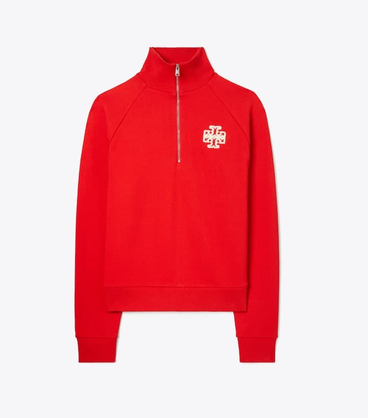 FRENCH TERRY HALF ZIP SWEATSHIRT - RADIANT RED