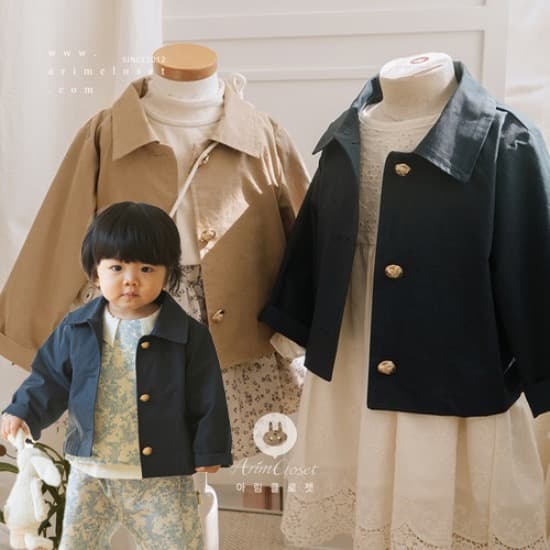 쪼꼬미도 오늘 트렌치 입고 분위기 냈어요 >.< - beige/navy stylish baby cotton trench jaket