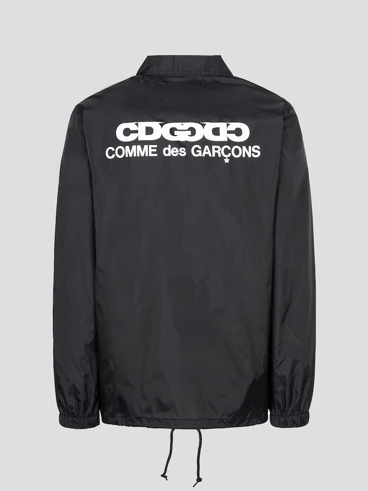 Logo Printed Coach Jacket (Double Logo) - Black