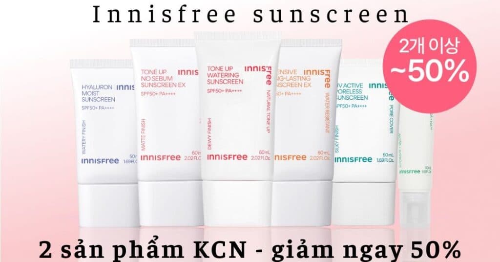 Innisfree Sunscreen &#8211; Deal sốc giảm ngay 50%, chống nắng hoàn hảo cho làn da khỏe mạnh